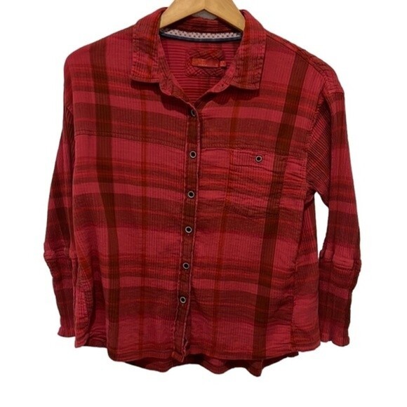 Prana plaid cotton long sleeve button down top size Small - Picture 1 of 9